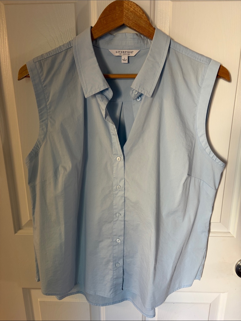 Liverpool Pale Blue Sleeveless Button-Down Shirt